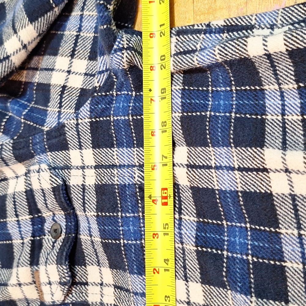 Vintage Orvis Blue White Plaid Shacket‎ Shirt Thick Flannel Large Fishing Jacket - Picture 4 of 9